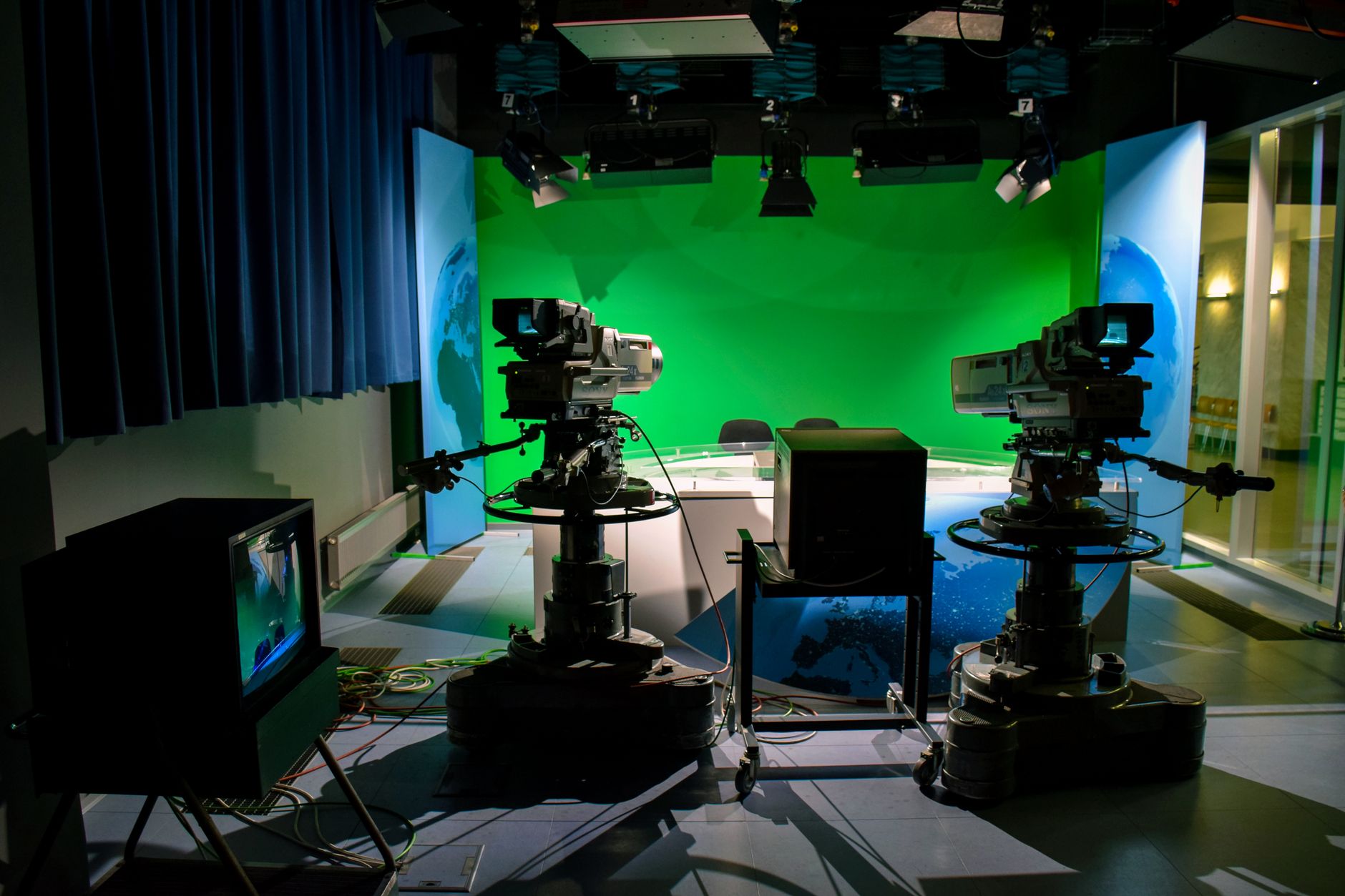 Premium broadcasting studio set in South Africa with lighting